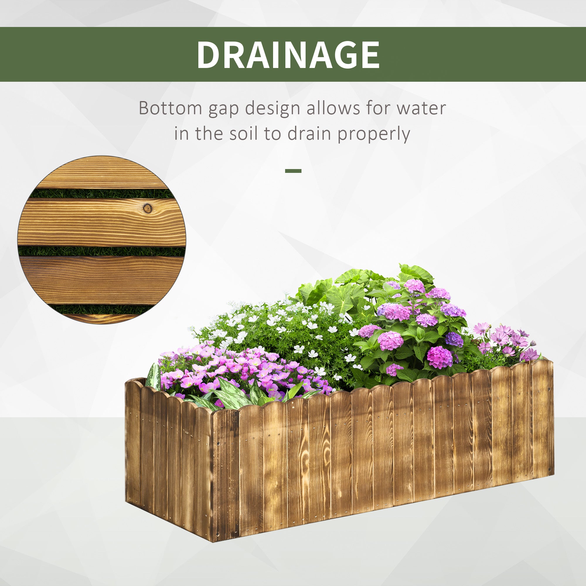 40" x 16" x 12"  Wooden Raised Garden Bed, Raised Planter Box, Planter Raised Bed with Drainage Holes, Natural