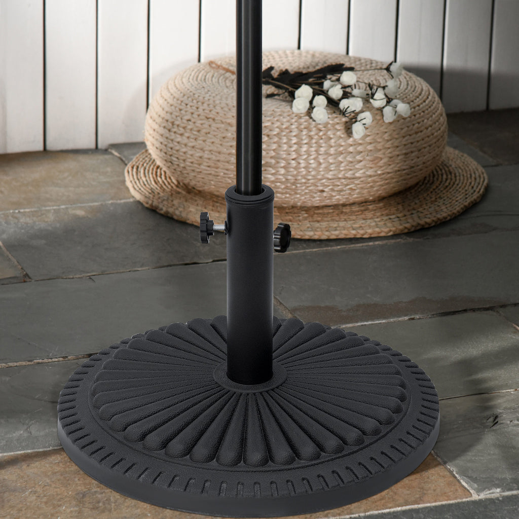 Patio Umbrella Base Stand, Round Cement Parasol Holder for Outdoor, Patio, Garden, Beach, Fits Î¦1.4", Î¦1.5" and Î¦ 2" Pole, Black