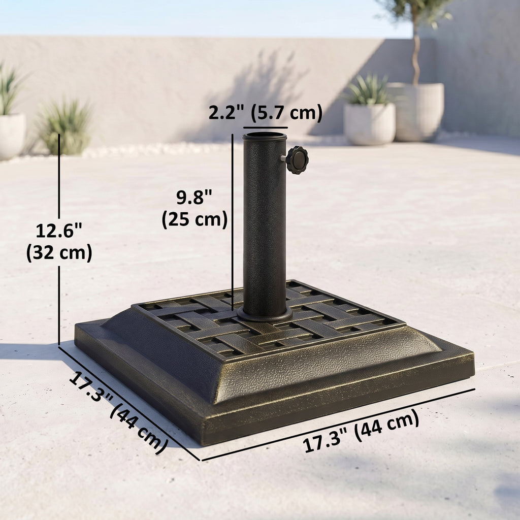 20 lbs Square Resin Patio Umbrella Stand Base Coated Pole Market Umbrella Parasol Holder Bronze
