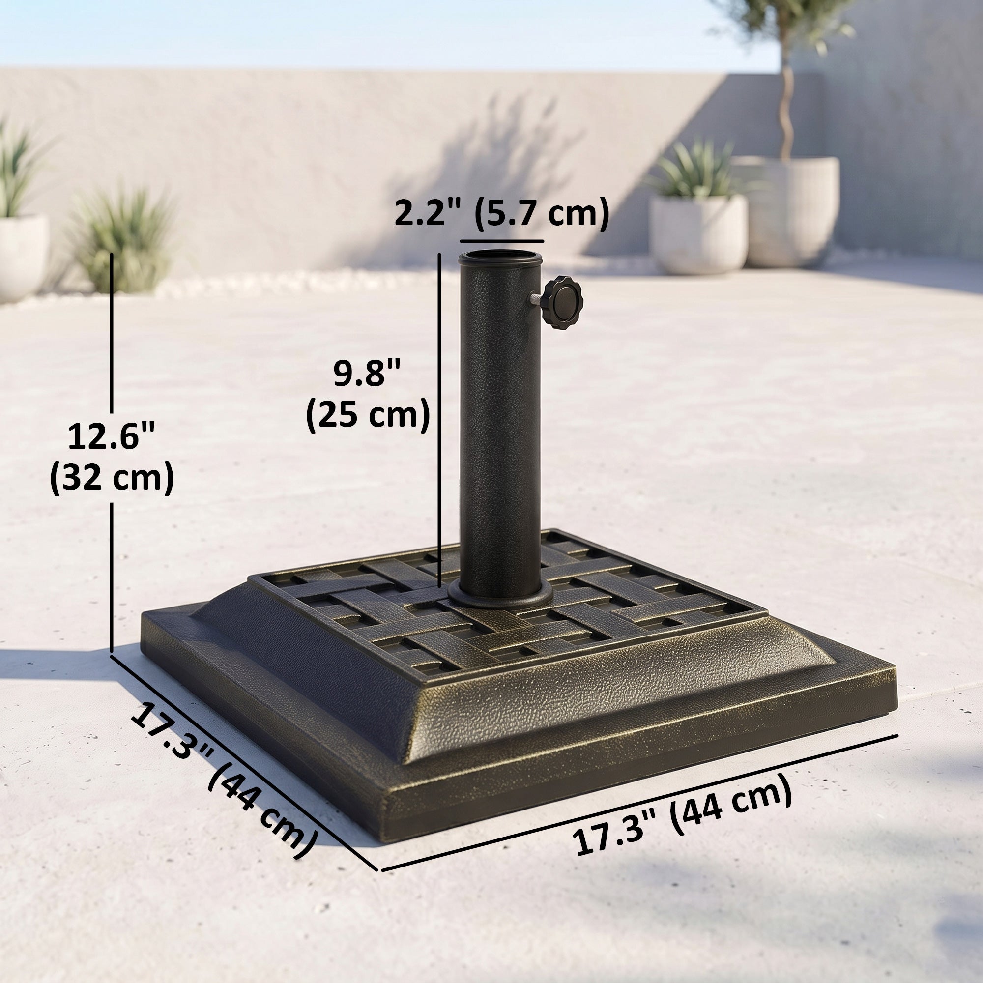 20 lbs Square Resin Patio Umbrella Stand Base Coated Pole Market Umbrella Parasol Holder Bronze