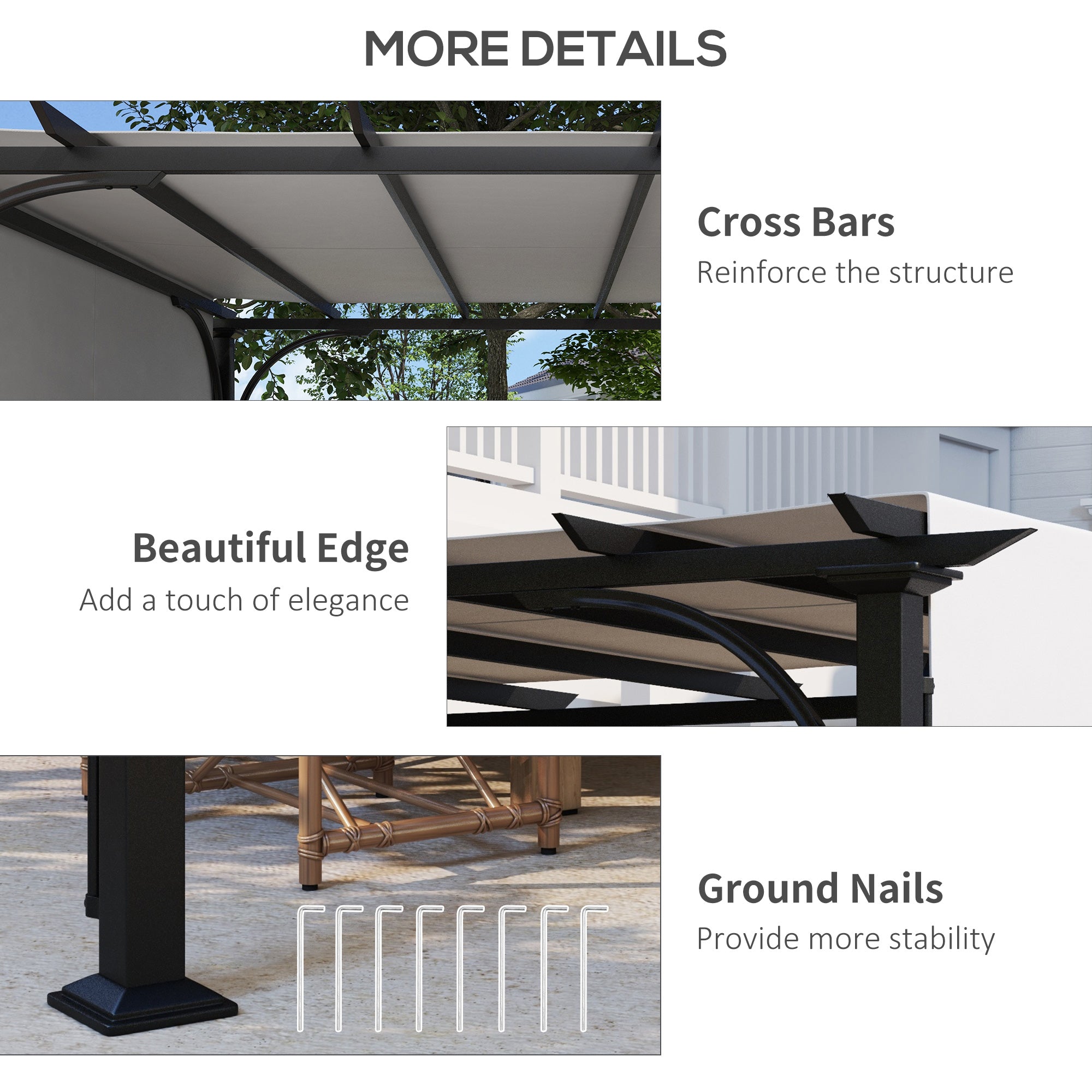 10' x 10' Outdoor Pergola Patio Gazebo Canopy Sun Shelter, Steel Frame, White