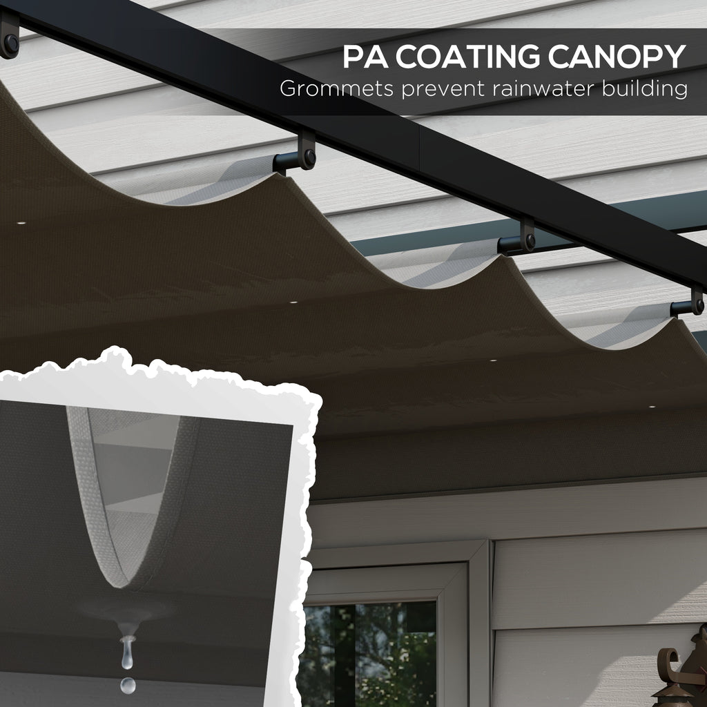 10' x 10' Retractable Pergola, Garden Gazebo Shade Shelter, for Grill, Patio, Deck, Dark Grey