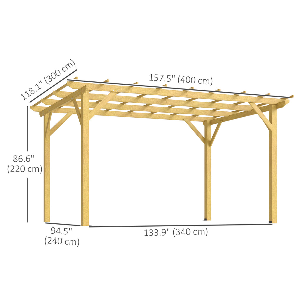 10' x 13' Wood Pergola, Outdoor Gazebo Grape Trellis for Climbing Plant Support, Garden, Patio, Backyard, Nature Wood