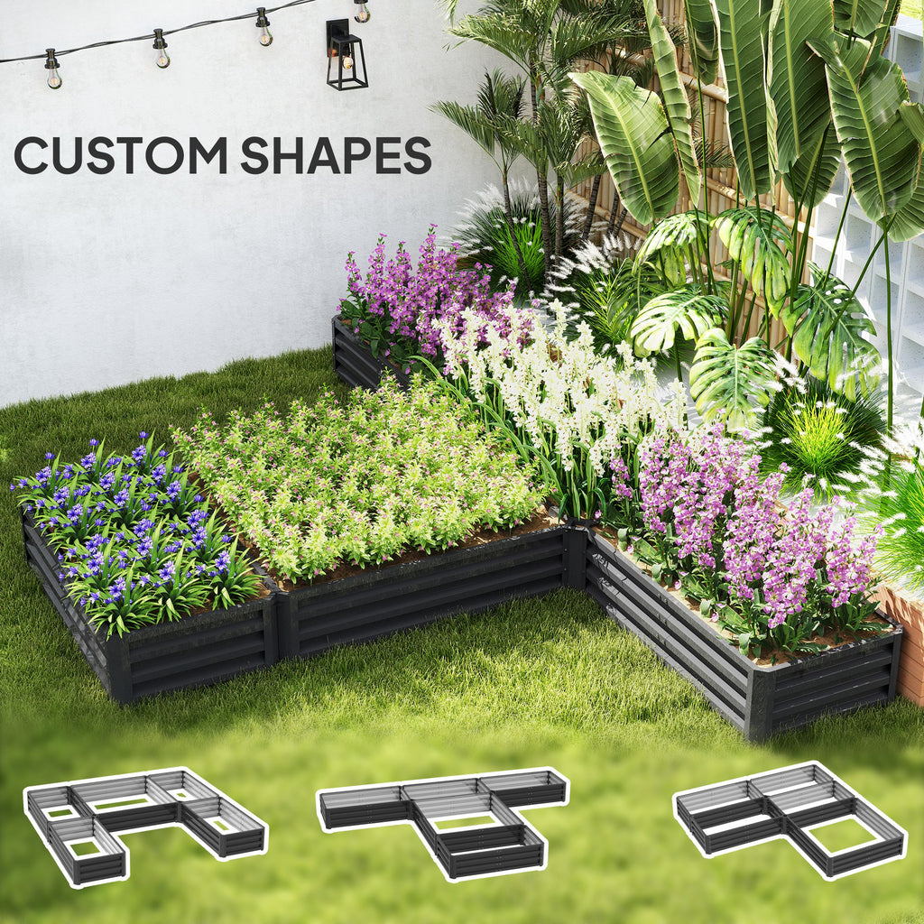 Steel Raised Garden Bed, Set of 5 Large Box Planters for Outdoor Plants Vegetables Flowers Herbs, 8x8x1ft, Dark Grey