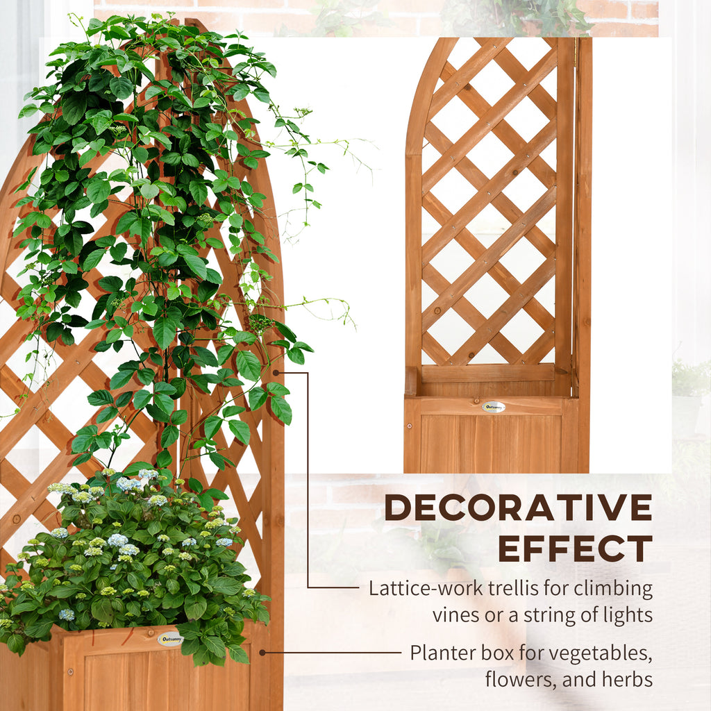 Raised Garden Bed with Trellis, Wooden Raised Planter Box with Corner Trellis, Outdoor Garden Bed for Patio & Balcony
