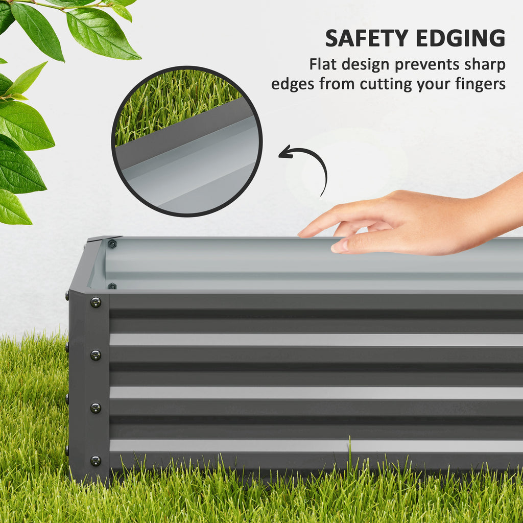 Galvanized Raised Garden Beds, Outdoor Planter Box, Set of 2, for Flowers, Herbs and Vegetables, Light Grey