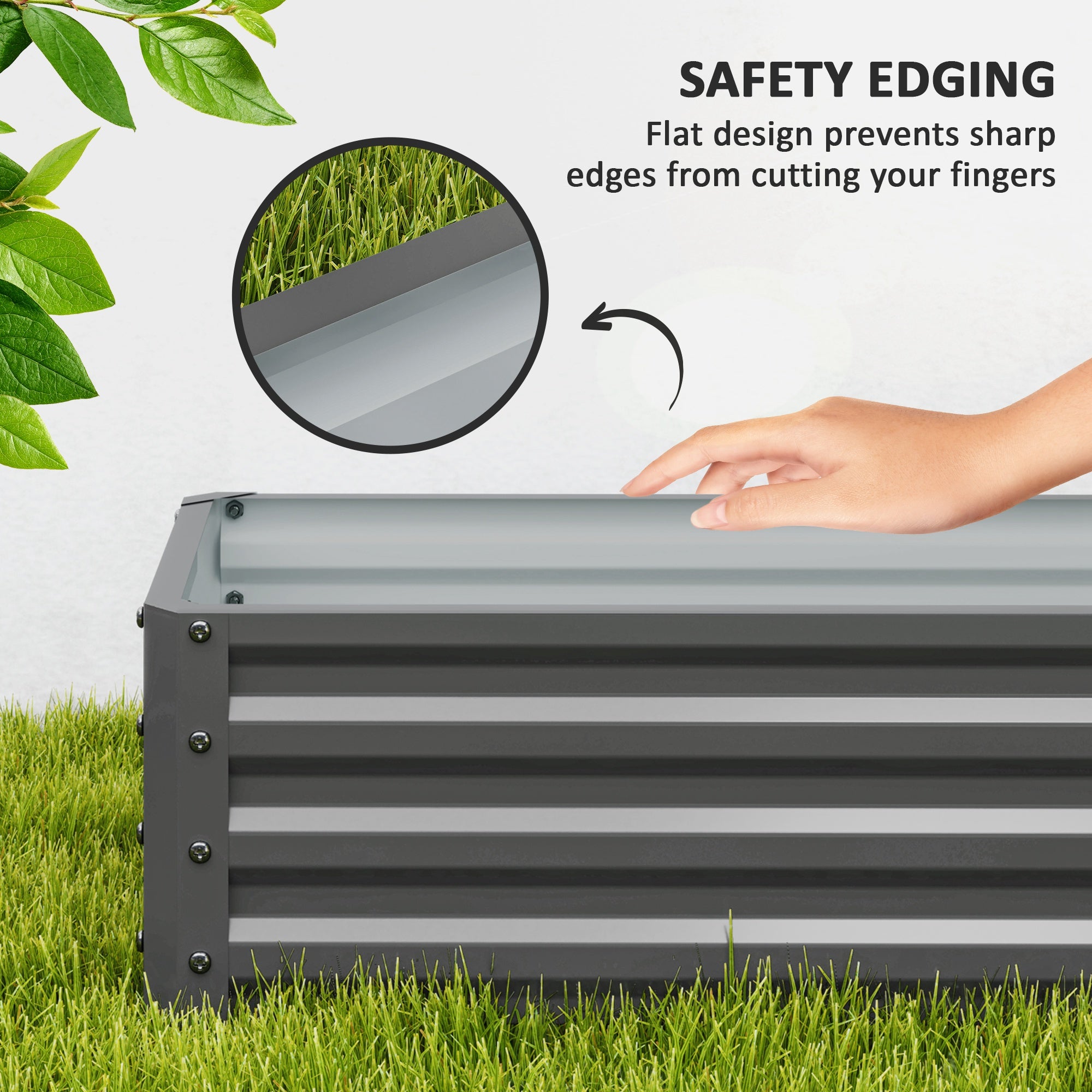 Galvanized Raised Garden Beds, Outdoor Planter Box, Set of 2, for Flowers, Herbs and Vegetables, Light Grey