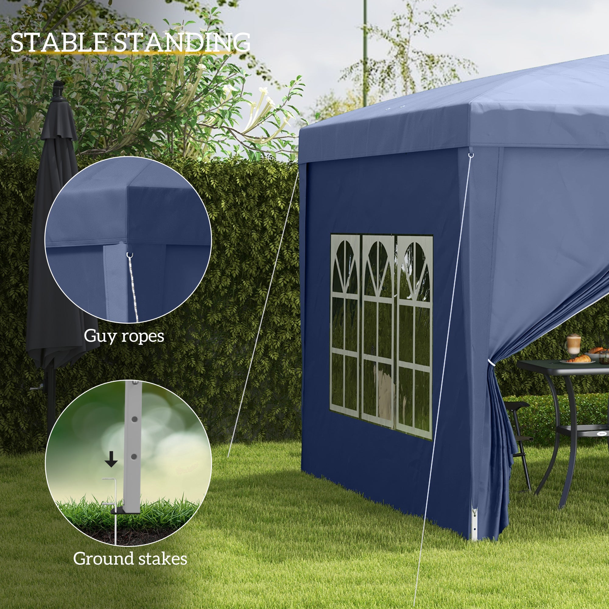 10'x10' Outdoor Pop Up Party Tent Wedding Gazebo Canopy with Carrying Bag (Blue)
