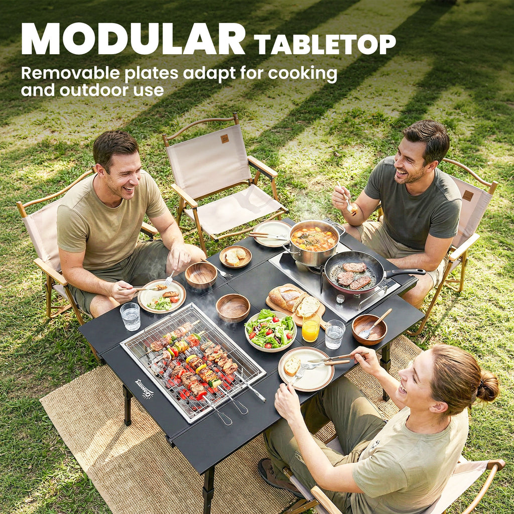 Folding Picnic Table Heavy Duty Camping Table with Removable Plates Non-slip Feet for Outdoor BBQ