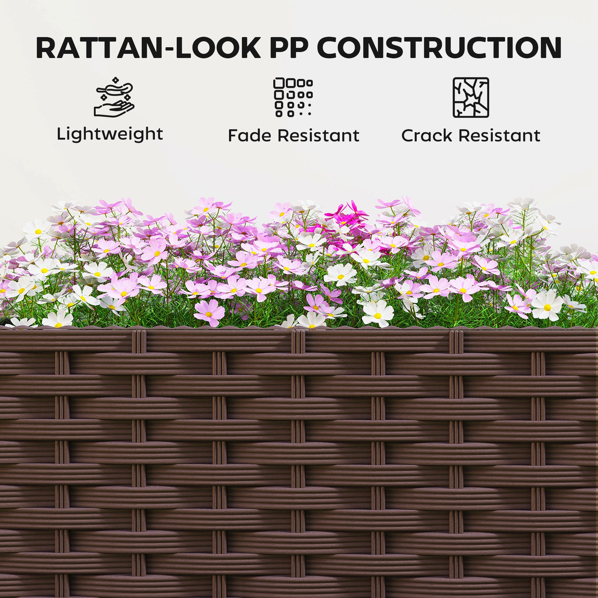 Plastic Raised Garden Bed with Legs, Self Watering Elevated Planter Boxes with Drainage Holes and Plugs