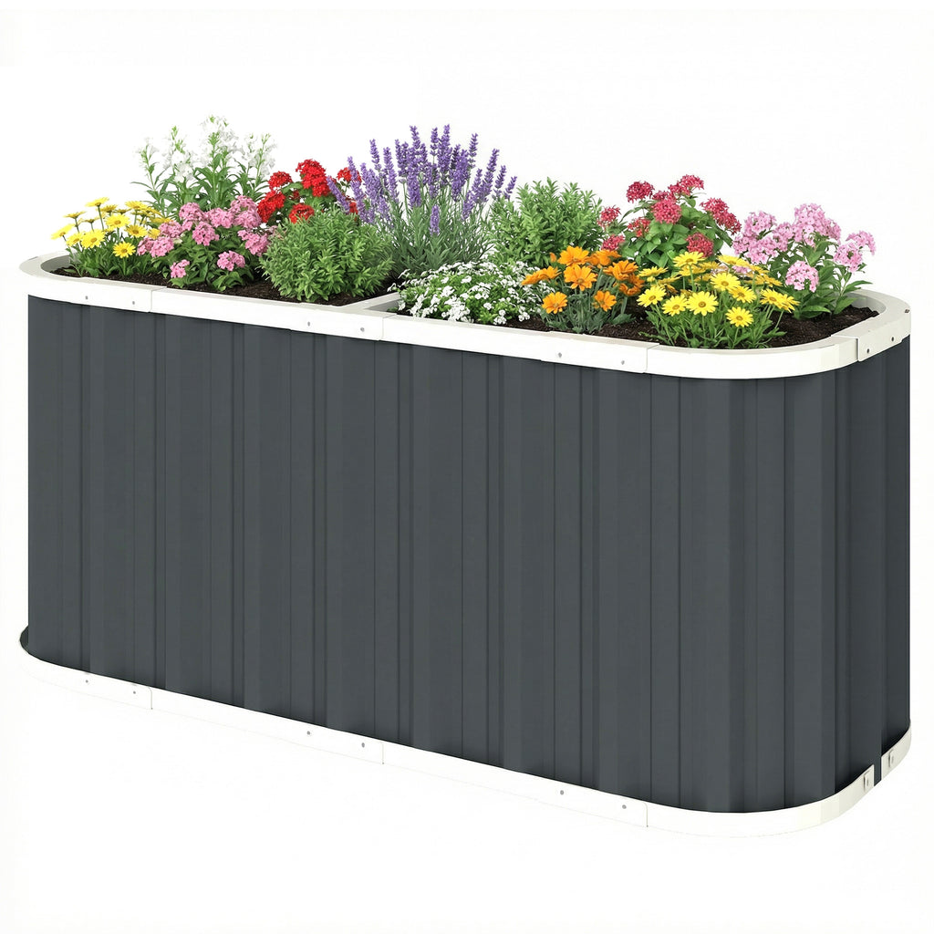 Galvanized Raised Garden Bed, Deep Root Planter Box, Outdoor Garden Bed with Plant Labels, 5' x 2' x 2', Dark Grey