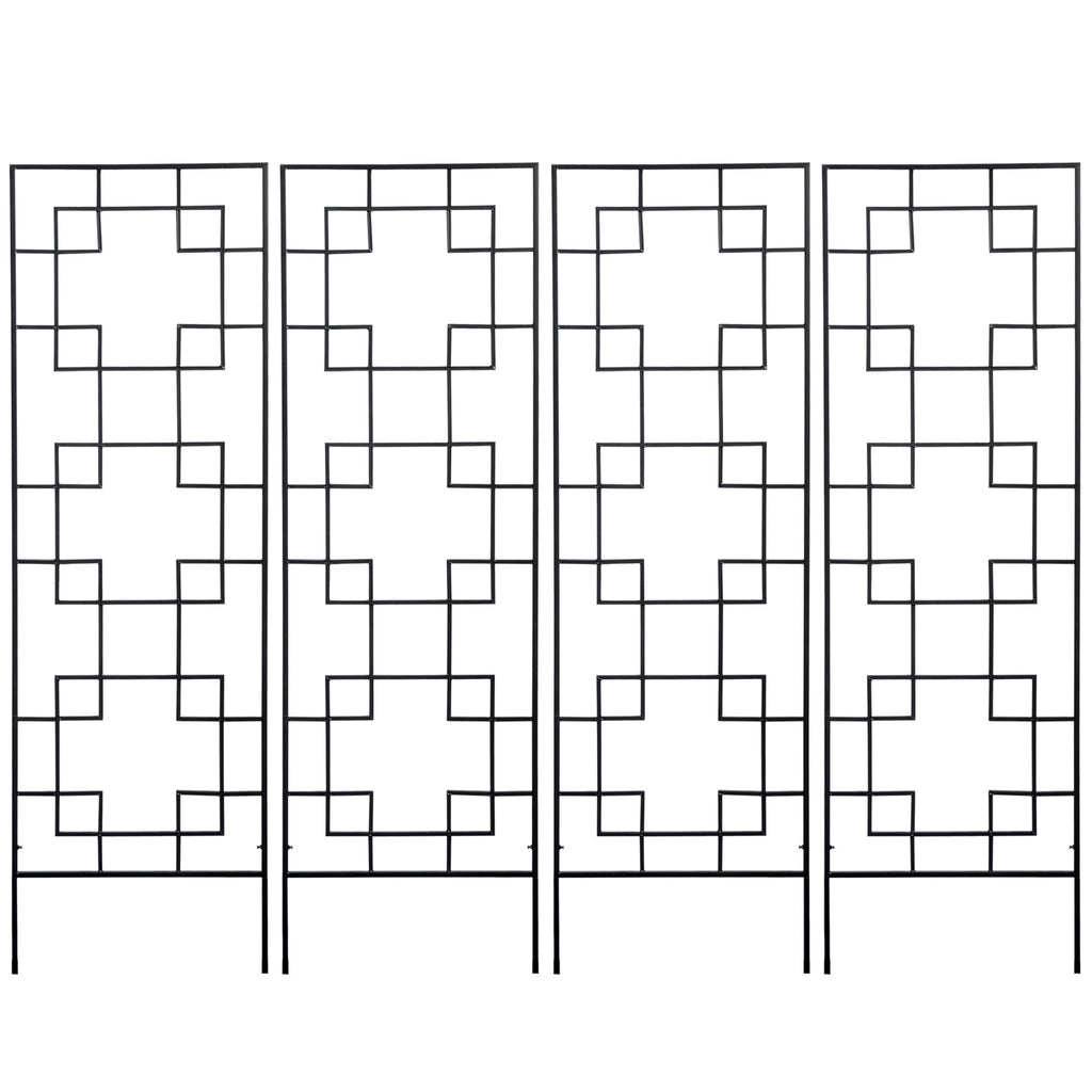 4 Pack Garden Trellis for Climbing Plants, Outdoor Metal Grid Panels for Roses, Vine Flower, Cucumber, Clematis, 72" Tall