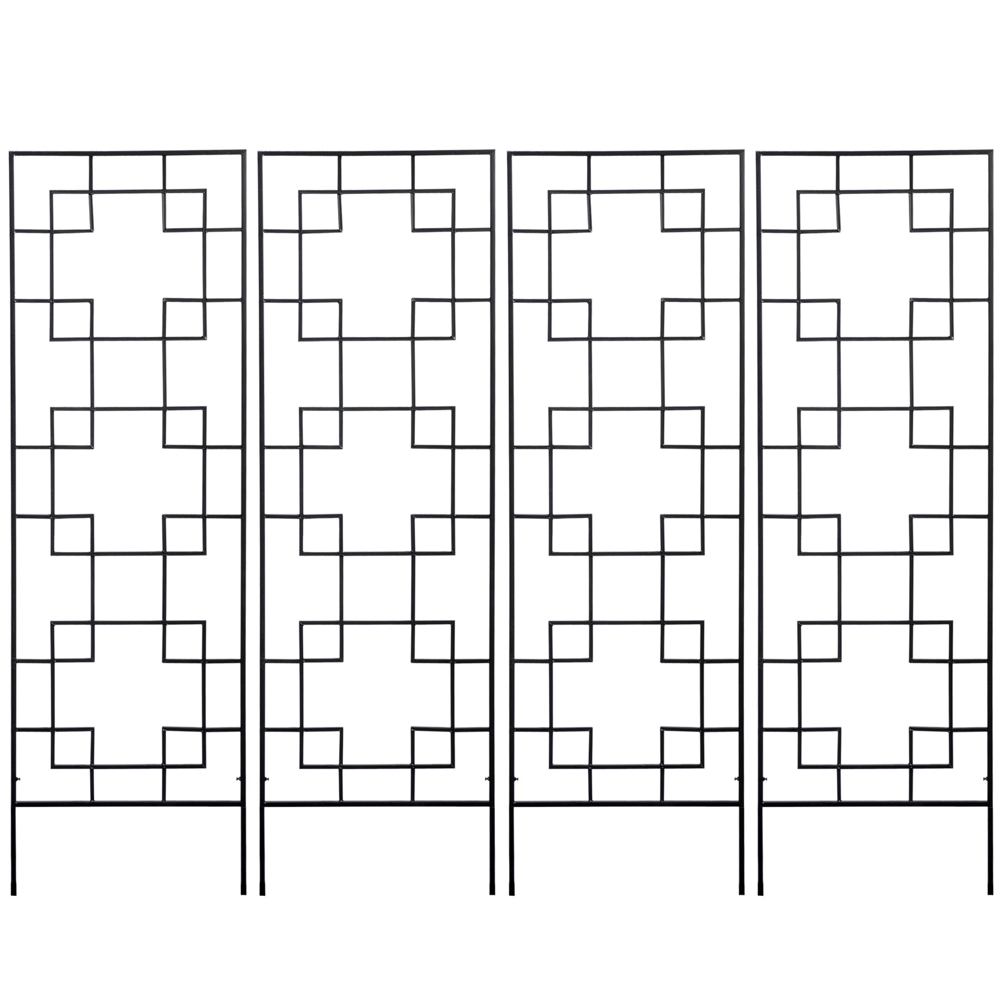 4 Pack Garden Trellis for Climbing Plants, Outdoor Metal Grid Panels for Roses, Vine Flower, Cucumber, Clematis, 72" Tall