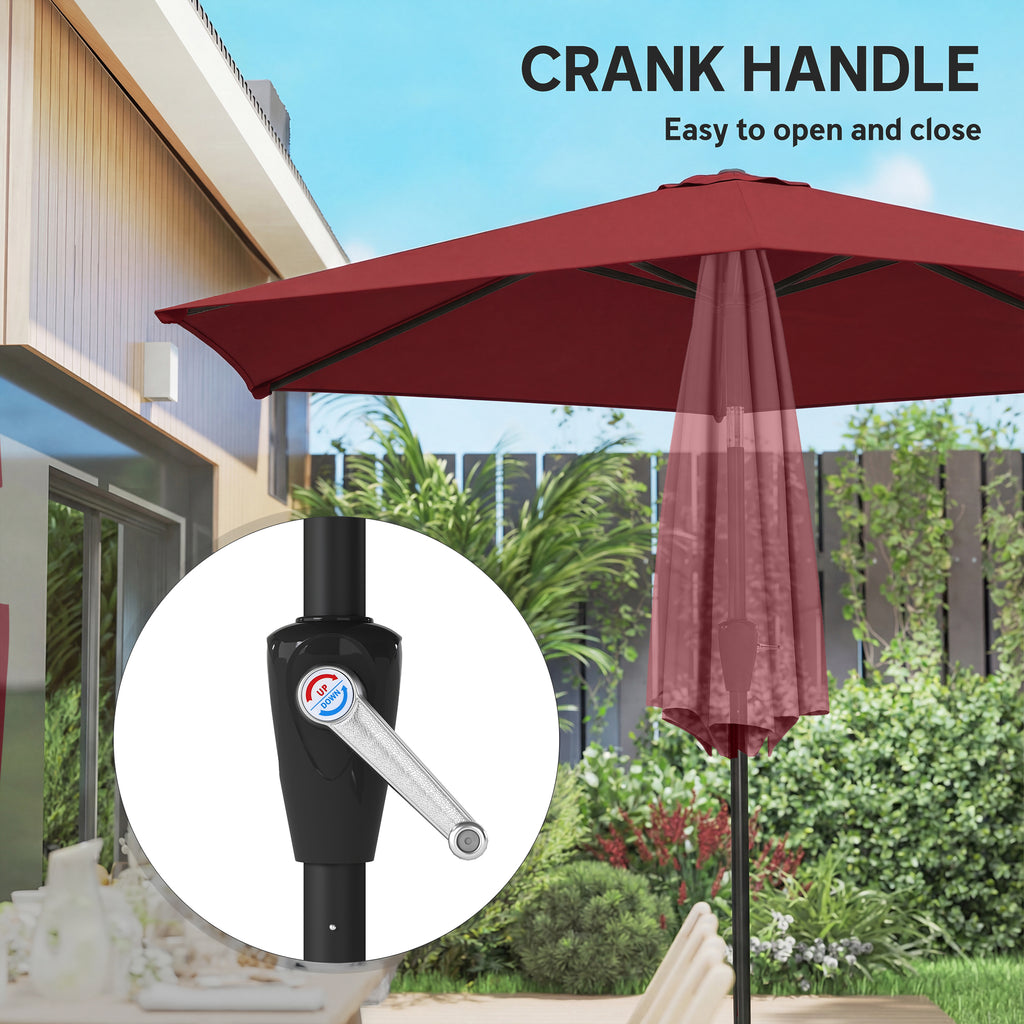 9FT Patio Umbrella, Outdoor Table Patio Umbrellith Tilt, Crank, 6 Ribs, UV Protection for Garden, Lawn, Deck, Backyard