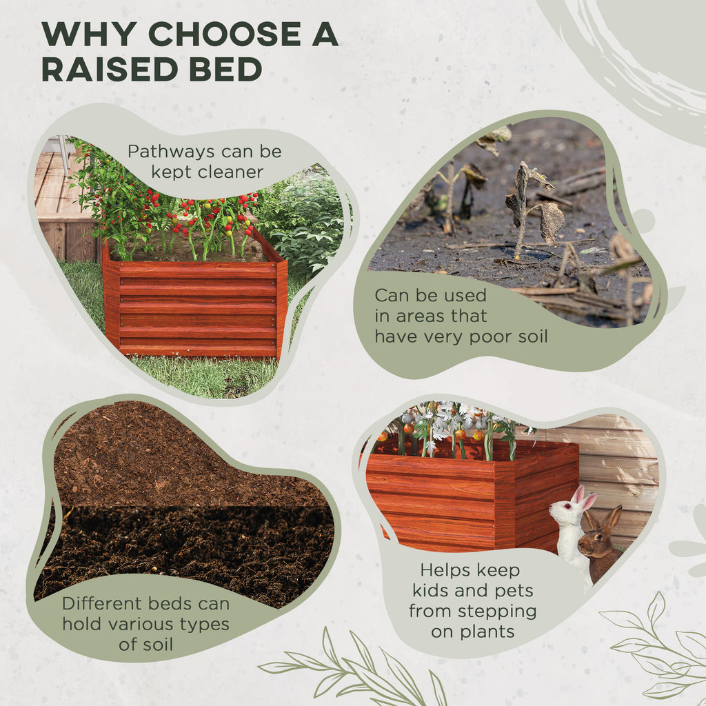 Galvanized Raised Garden Bed, Steel Outdoor Planters with Reinforced Rods, 71" x 35" x 23", Rustic Brown