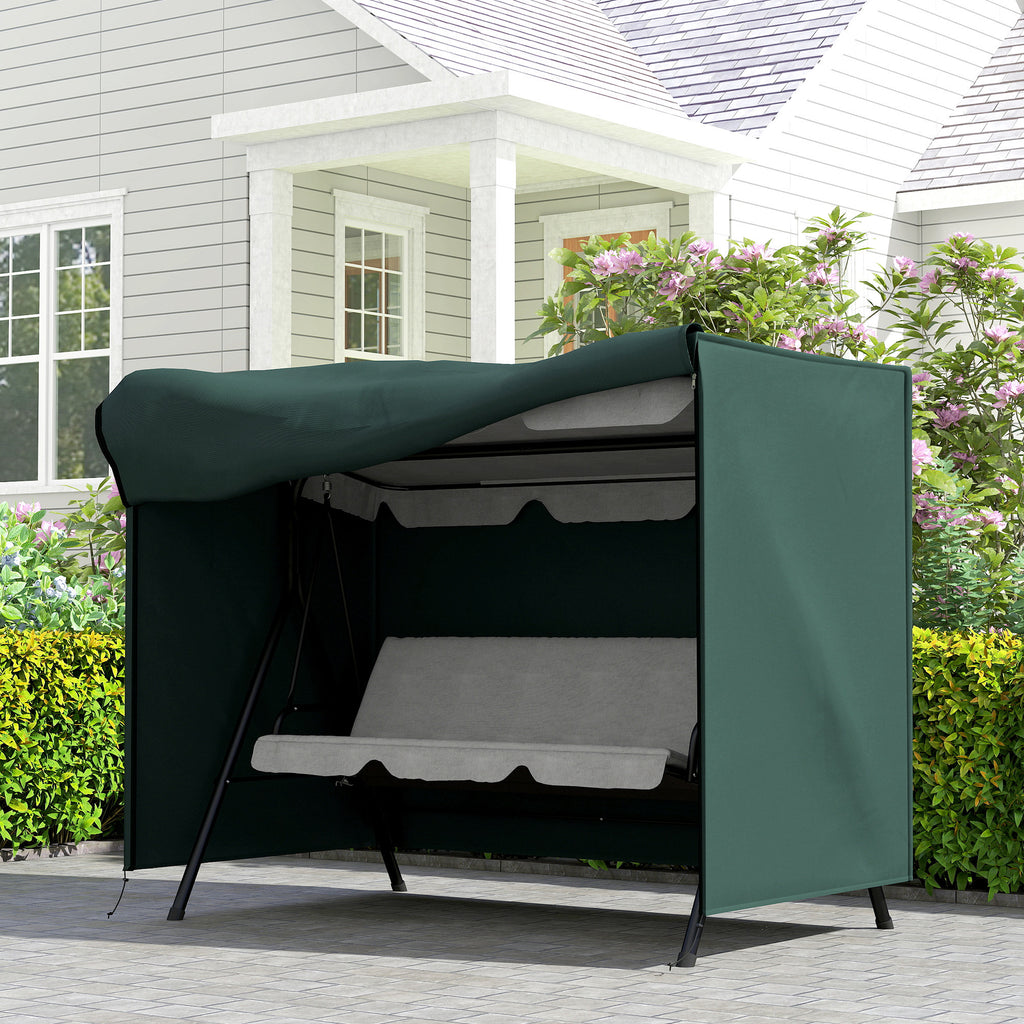 3-Seater Patio Swing Cover, Outdoor Garden Furniture Protection Hammock Glider Cover, 81" x 49" x 65", Dark Green