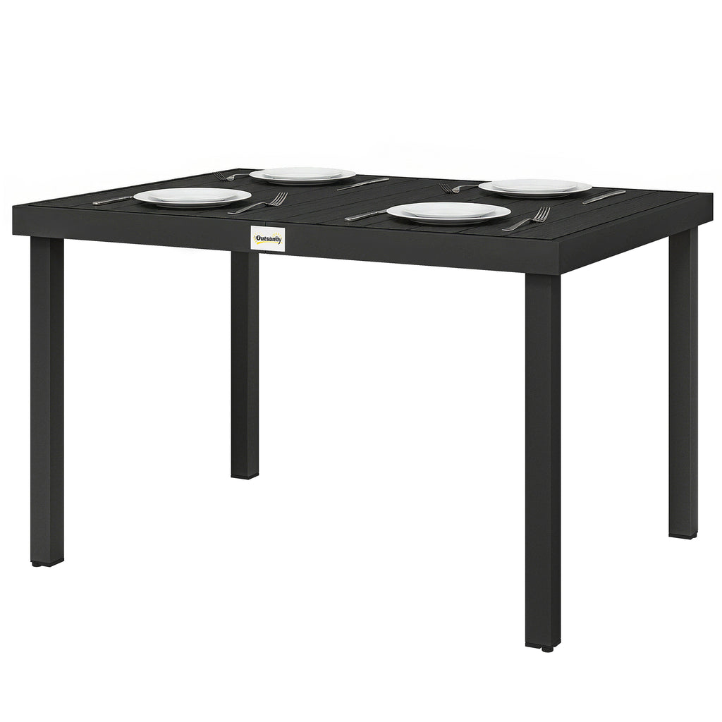 Aluminum Outdoor Dining Table for 6, Patio Rectangular Table, 47.2" x 35.4" x 29.1", Black
