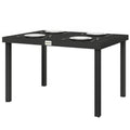 Aluminum Outdoor Dining Table for 6, Patio Rectangular Table, 47.2" x 35.4" x 29.1", Black