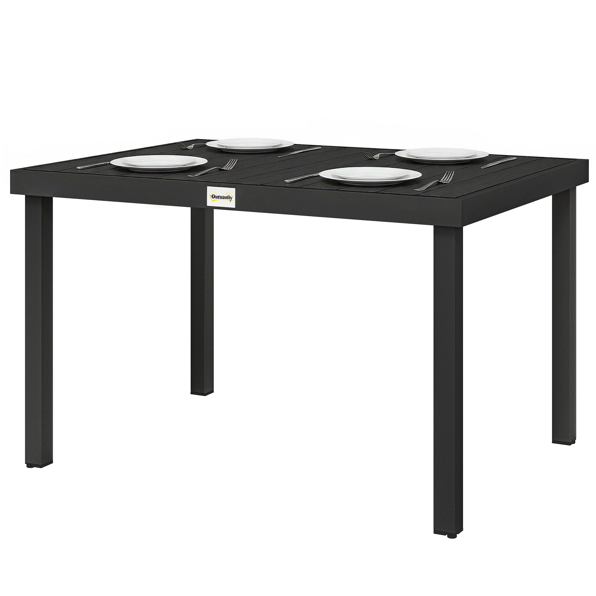 Aluminum Outdoor Dining Table for 6, Patio Rectangular Table, 47.2" x 35.4" x 29.1", Black