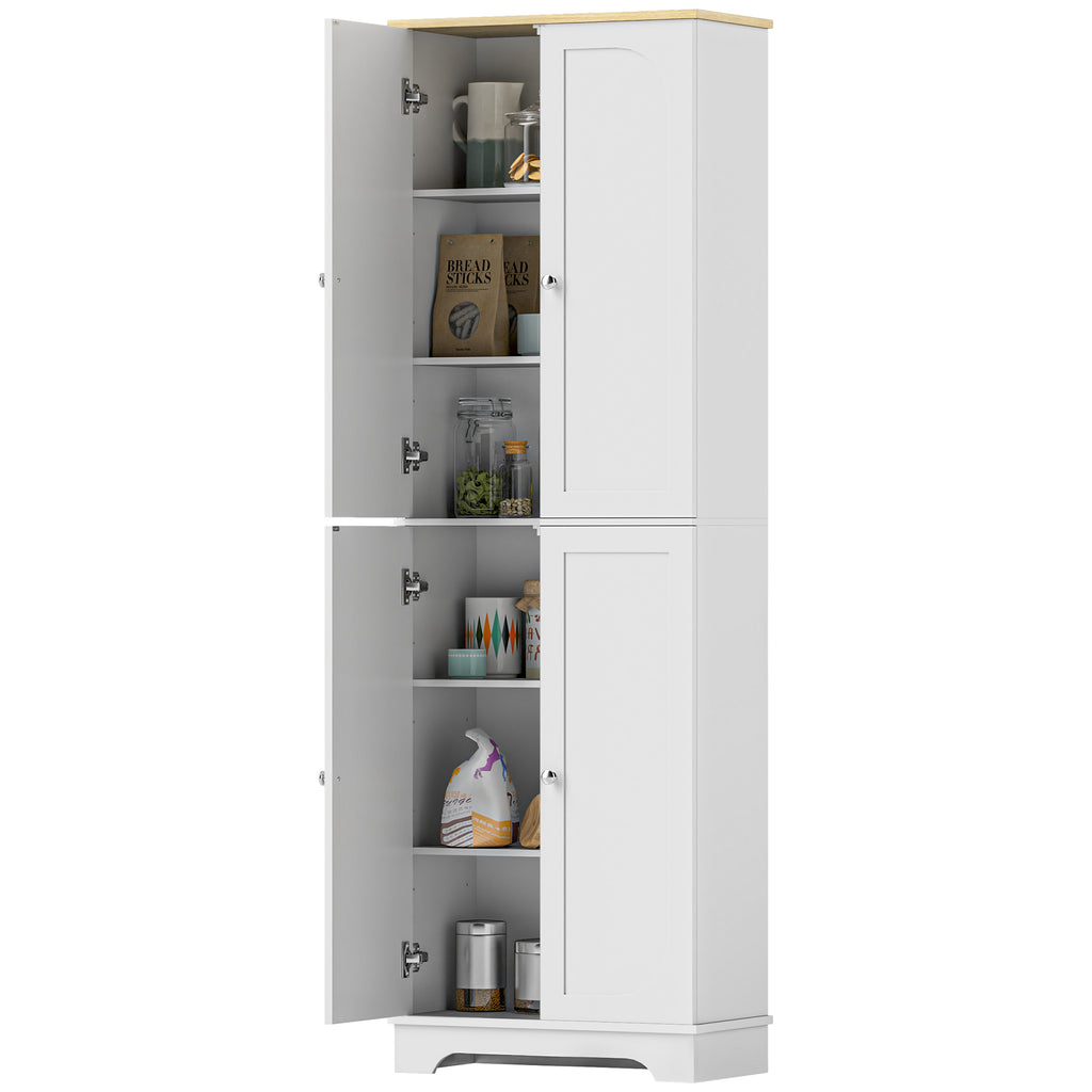 72" Tall Pantry Cabinet, Kitchen Pantry Cabinet with Adjustable Shelves, Storage Cabinet with 4 Doors, White