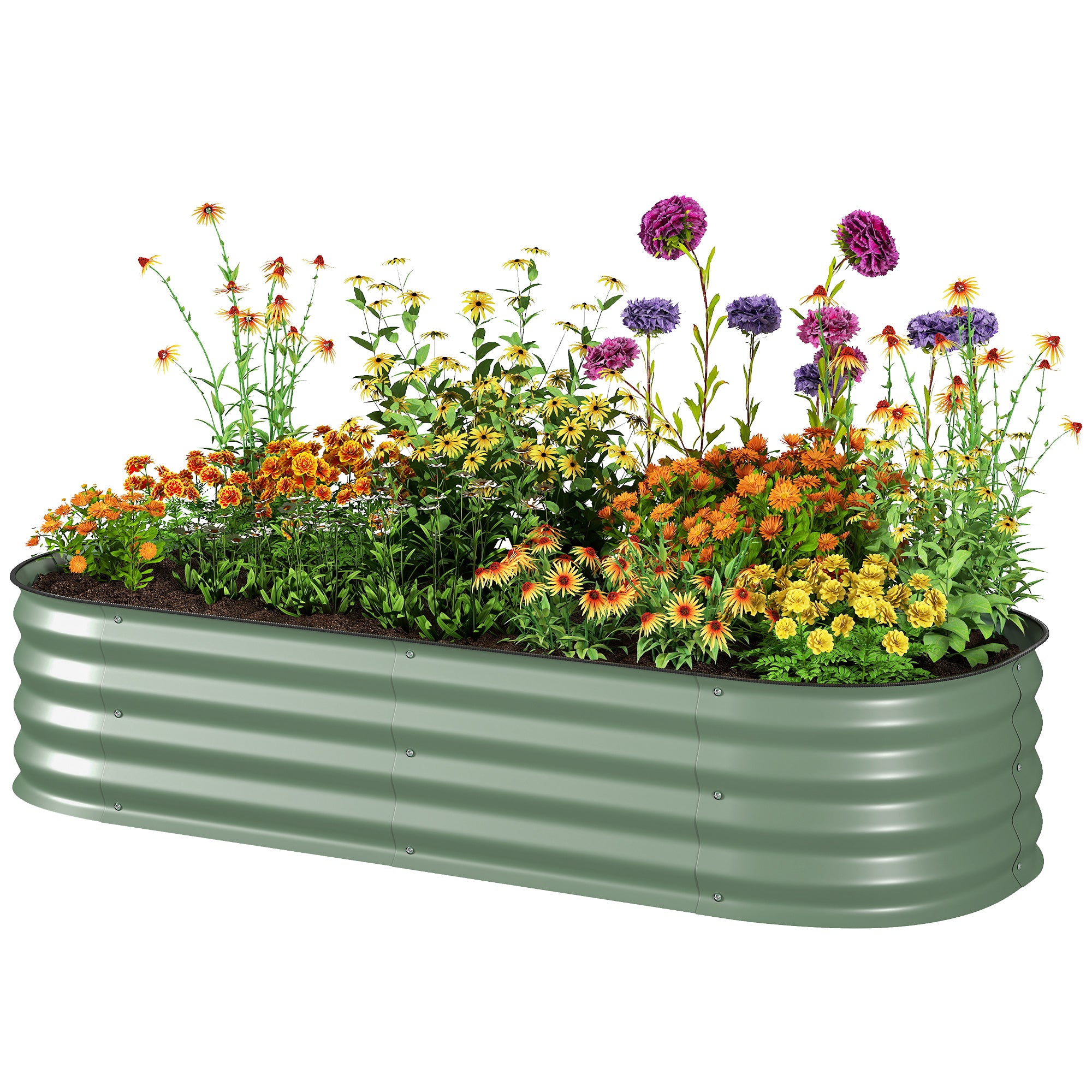 4.9 x 2 x 1ft Galvanized Raised Garden Bed Kit, Metal Planter Box with Safety Edging, Green