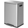 2x5.3 gal (2x20 L) Garbage Bin, Stainless Steel Garbage Can with Soft-Close Lid and Removable Inner Buckets, Silver