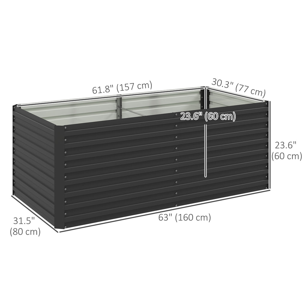 5' x 3' x 2' Raised Garden Bed, Galvanized Planter Box for Growing Flowers, Herbs and Vegetables, Dark Grey