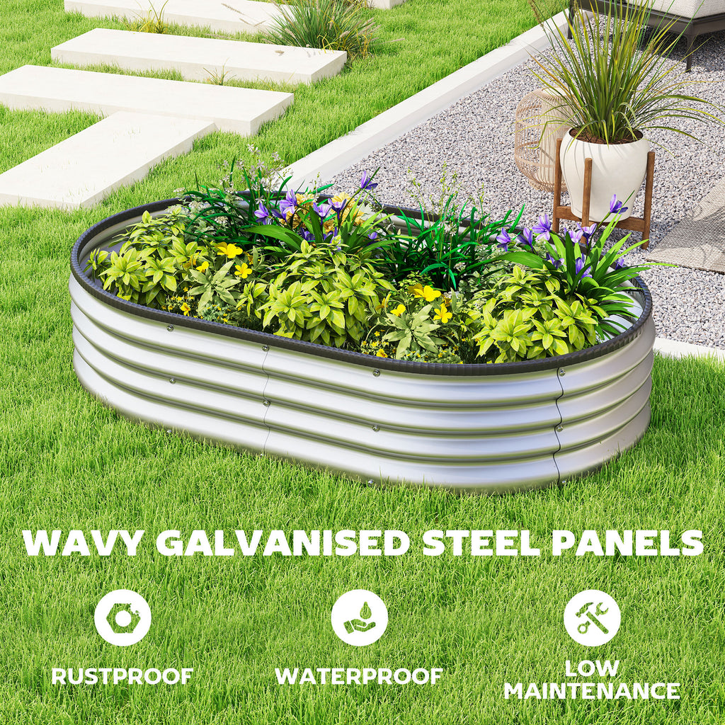 Galvanized Raised Garden Bed, 5 x 3 x 1 ft Modular Metal Garden Beds with Rubber Strip Edging, Silver