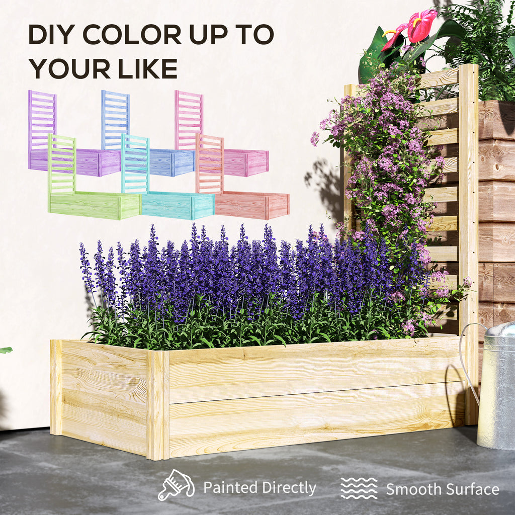 Wood Planter Box with Trellis for Climbing Plants, Raised Garden Bed for Outdoor Flowers Herbs, 91"x24"x43", Natural