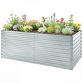 5' x 3' x 2' Raised Garden Bed, Galvanized Planter Box for Growing Flowers, Herbs and Vegetables, Silver