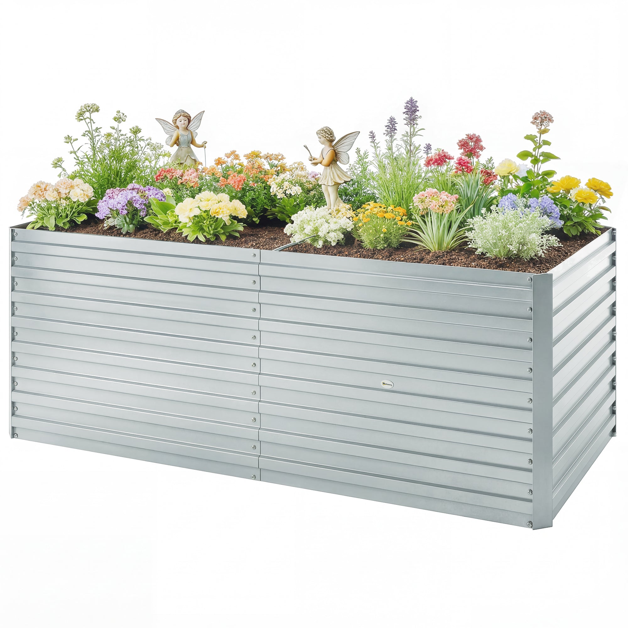 5' x 3' x 2' Raised Garden Bed, Galvanized Planter Box for Growing Flowers, Herbs and Vegetables, Silver