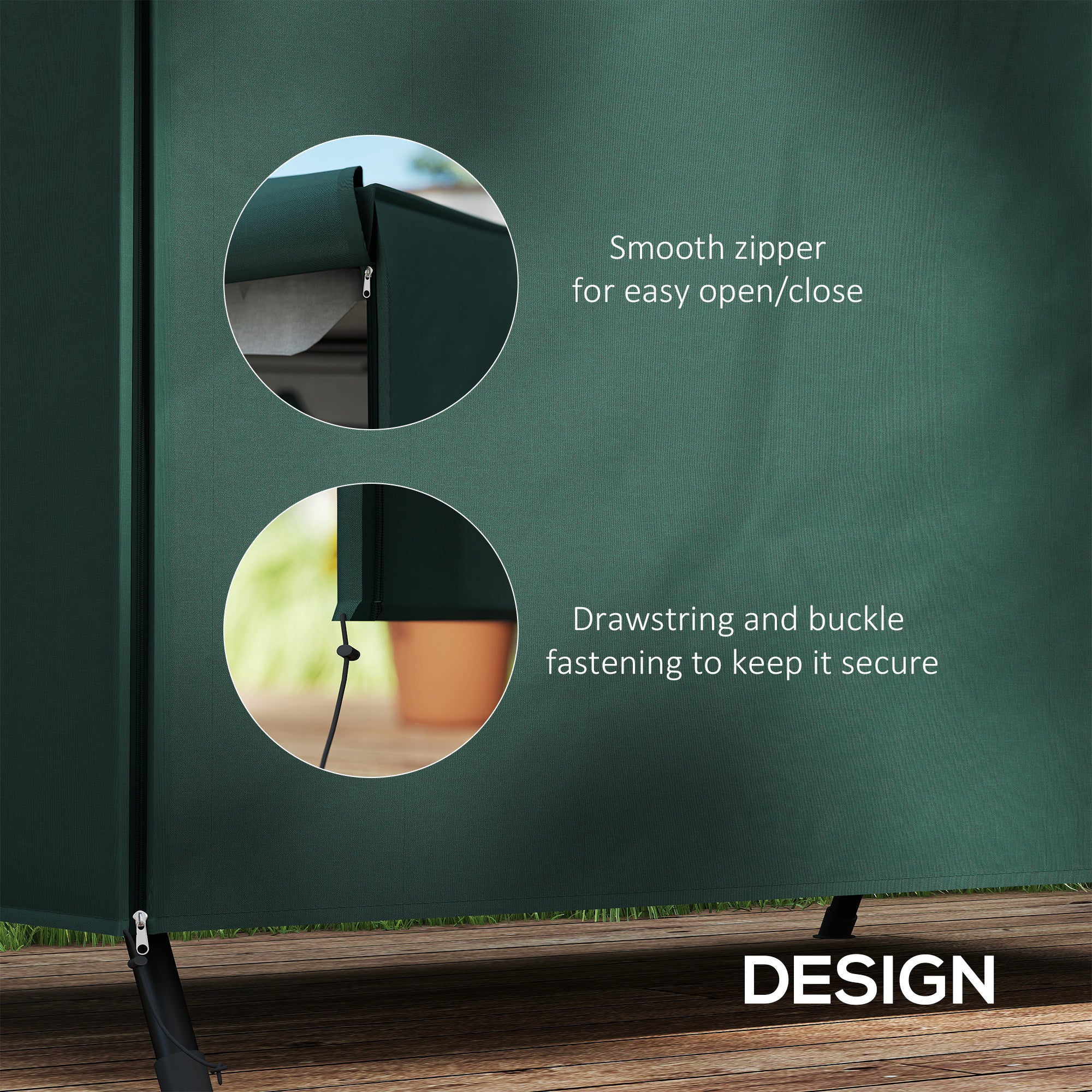 3-Seater Patio Swing Cover, Outdoor Garden Furniture Protection Hammock Glider Cover, 81" x 49" x 65", Dark Green