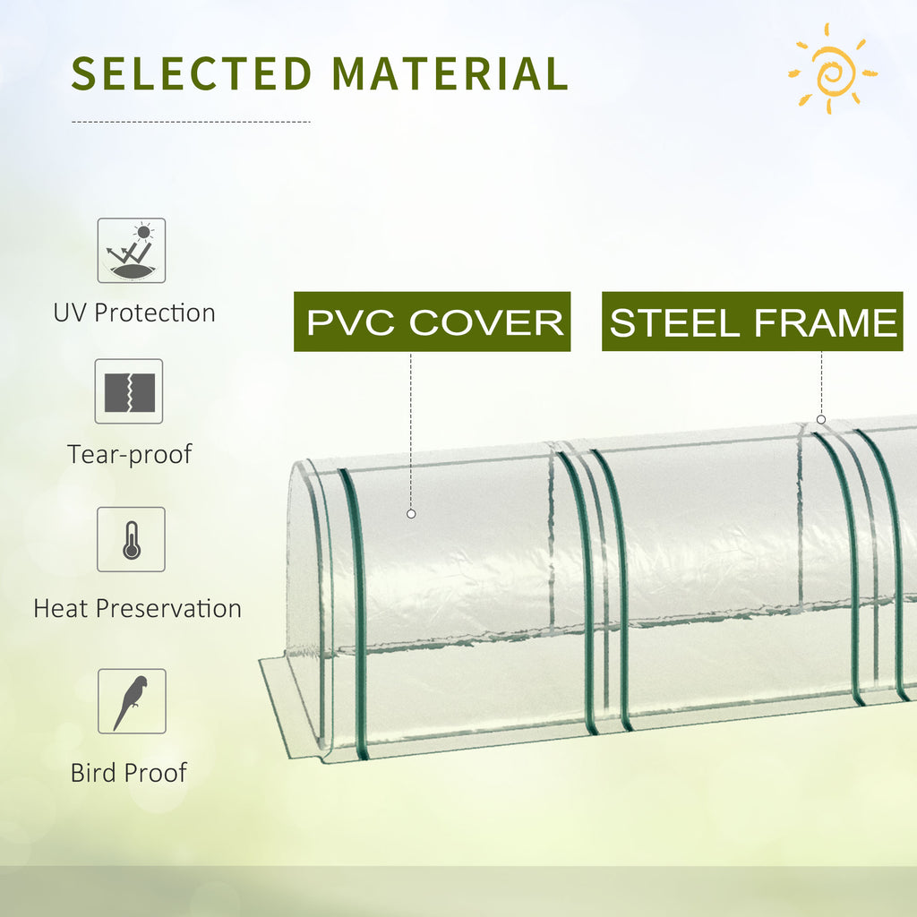 13' x 3' x 2.5' Portable Mini Tunnel Greenhouse with 4 Zipped Doors, Easy Assembly, Clear