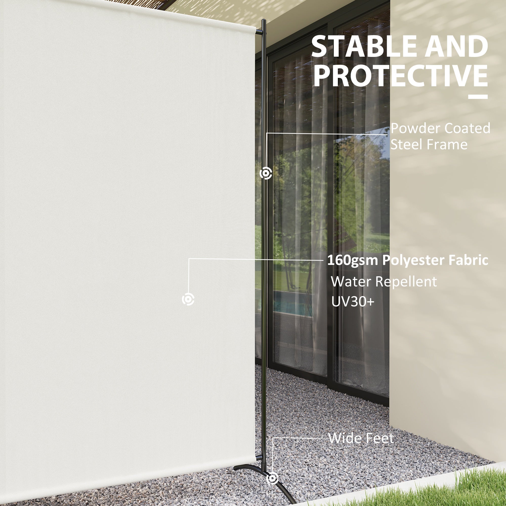 Single Panel Room Divider, UV30+ Privacy Screen, Indoor Outdoor Privacy Panel with Stable Base, Beige