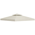 10' x 10' Square 2-Tier Gazebo Canopy Replacement Top Cover Outdoor Garden Sun Shade, Cream White