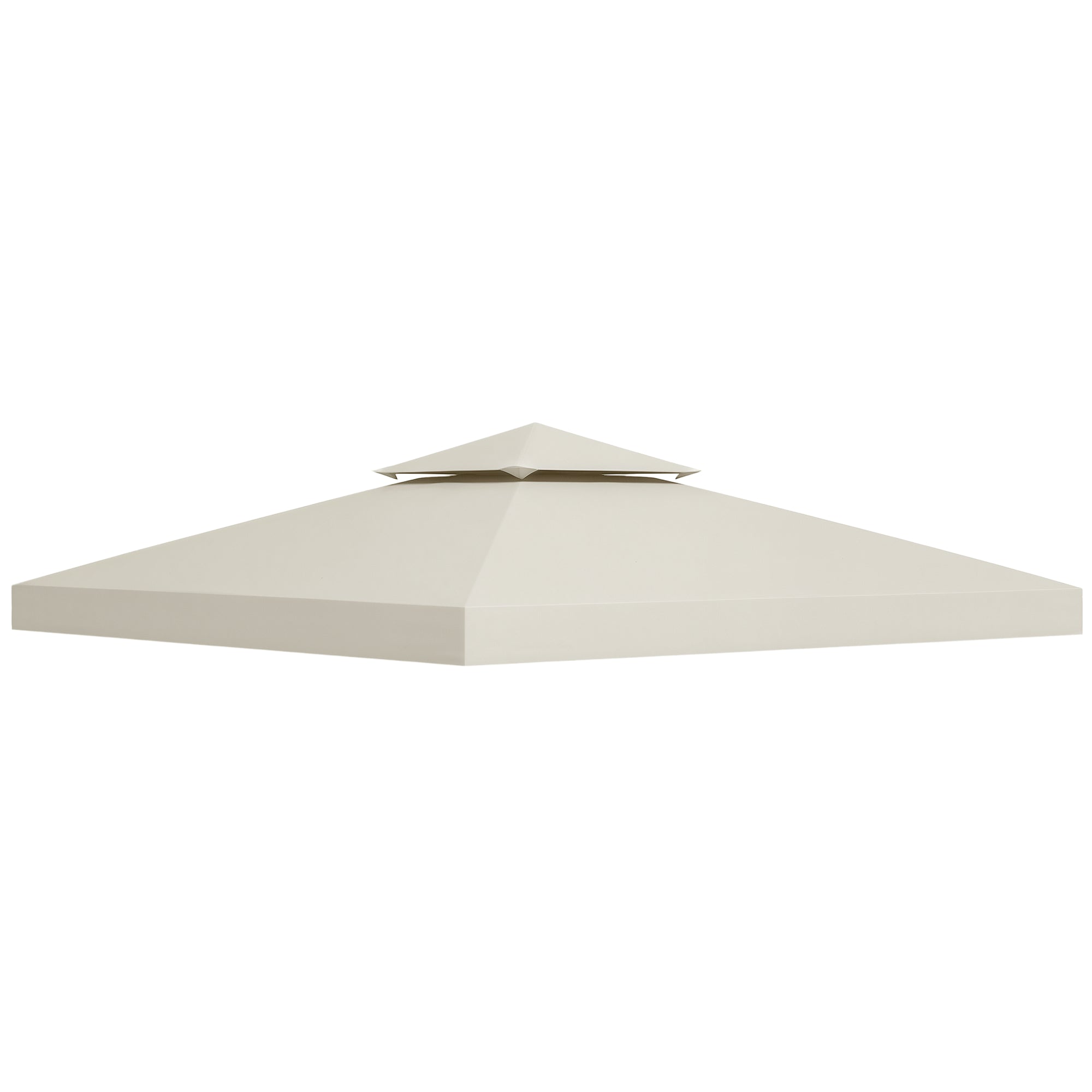 10' x 10' Square 2-Tier Gazebo Canopy Replacement Top Cover Outdoor Garden Sun Shade, Cream White