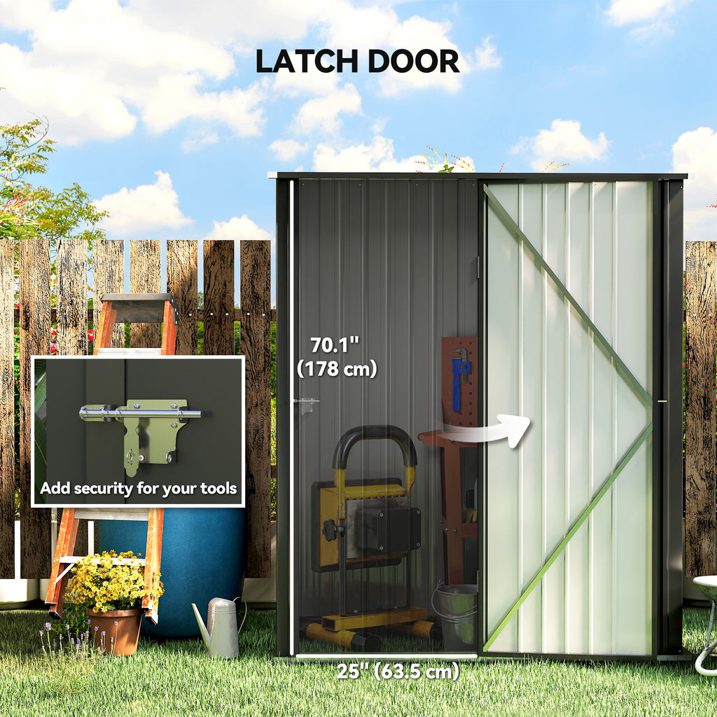 5' x 3' Outdoor Storage Shed, Steel Garden Shed with Single Lockable Door, Tool Storage Shed for Backyard, Black