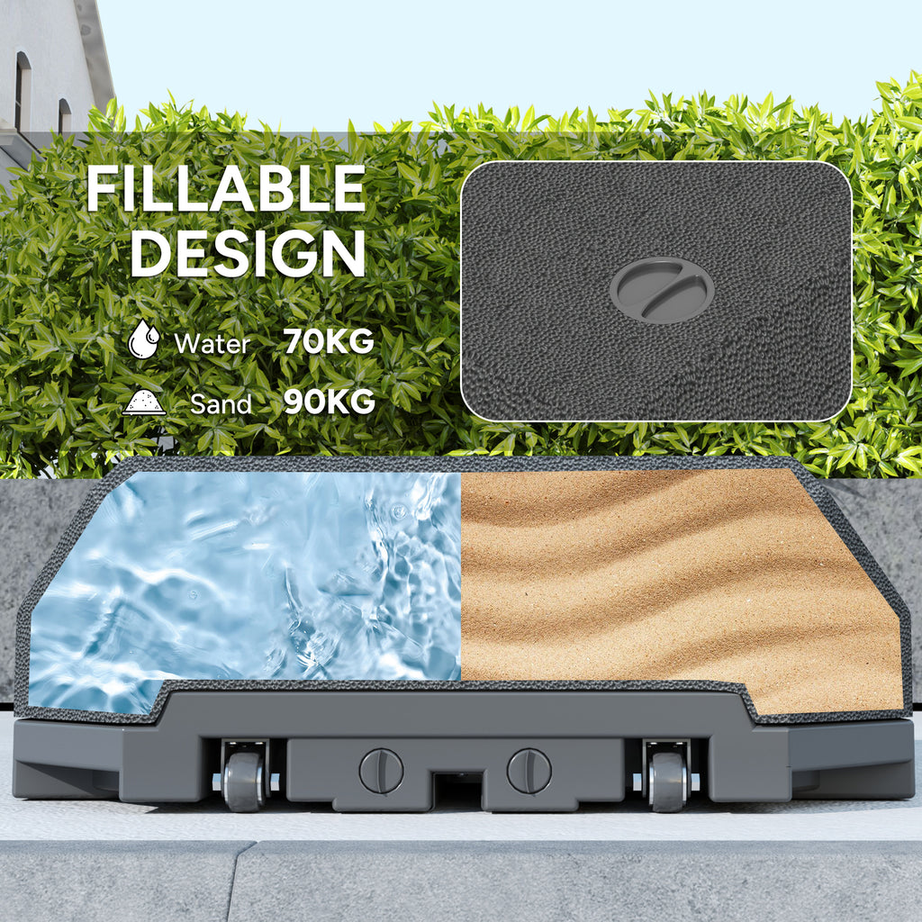 Umbrella Base Plastic Umbrella Stand for Cantilever Umbrella with Wheels, Heavy Duty Umbrella Stand, Water/Sand Filled