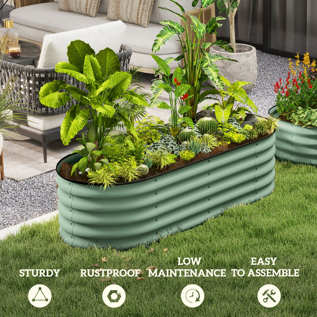 5 x 2 x 1.5 FT Galvanized Steel Raised Garden Bed, Metal Garden Bed Planter Box with Safety Edging, Green