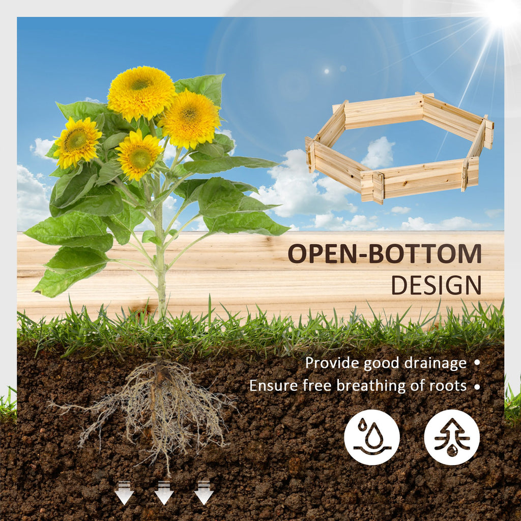 39" x 36" Screwless Hexagon Planter Box, Raised Garden Bed, Herb Garden for Vegetables, Flowers, Natural