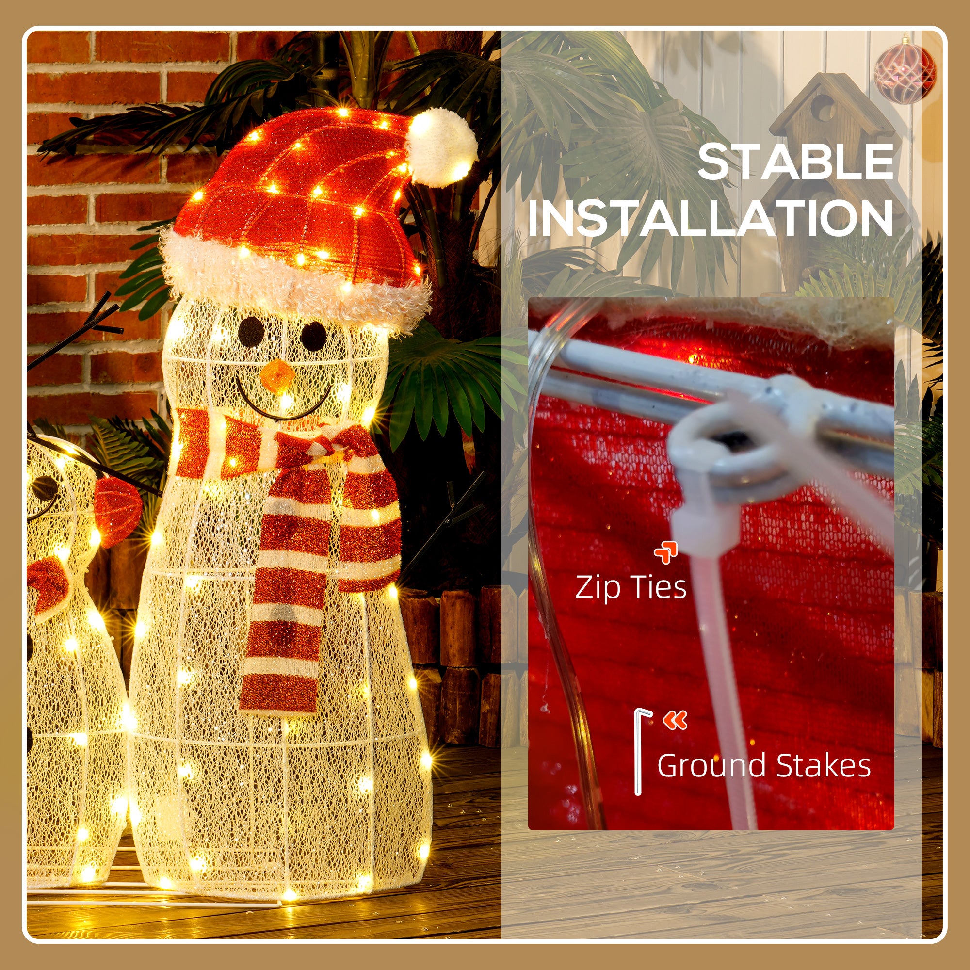 3-Piece Light Up Christmas Snowman Family Set of 3 Lighted Snowman Christmas Decoration for Indoor Outdoor White