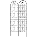 Set of 2 Metal Garden Trellis, Decorative Trellis Panels, Bird Design, 180 x 50 cm, Black