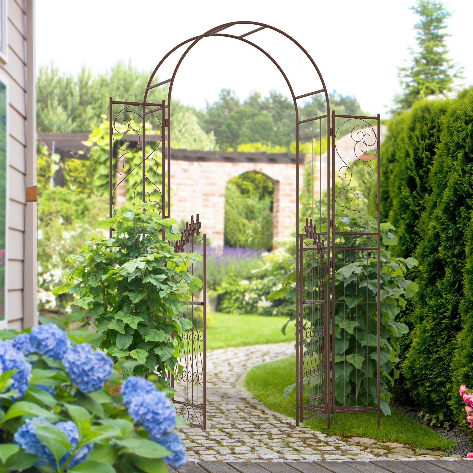 7ft Garden Arch Trellis, Metal Arch, Outdoor Garden Arbor for Climbing Plants, Wedding Decoration