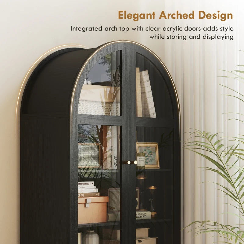 Affordable black kitchen cabinet with glass doors and farmhouse design