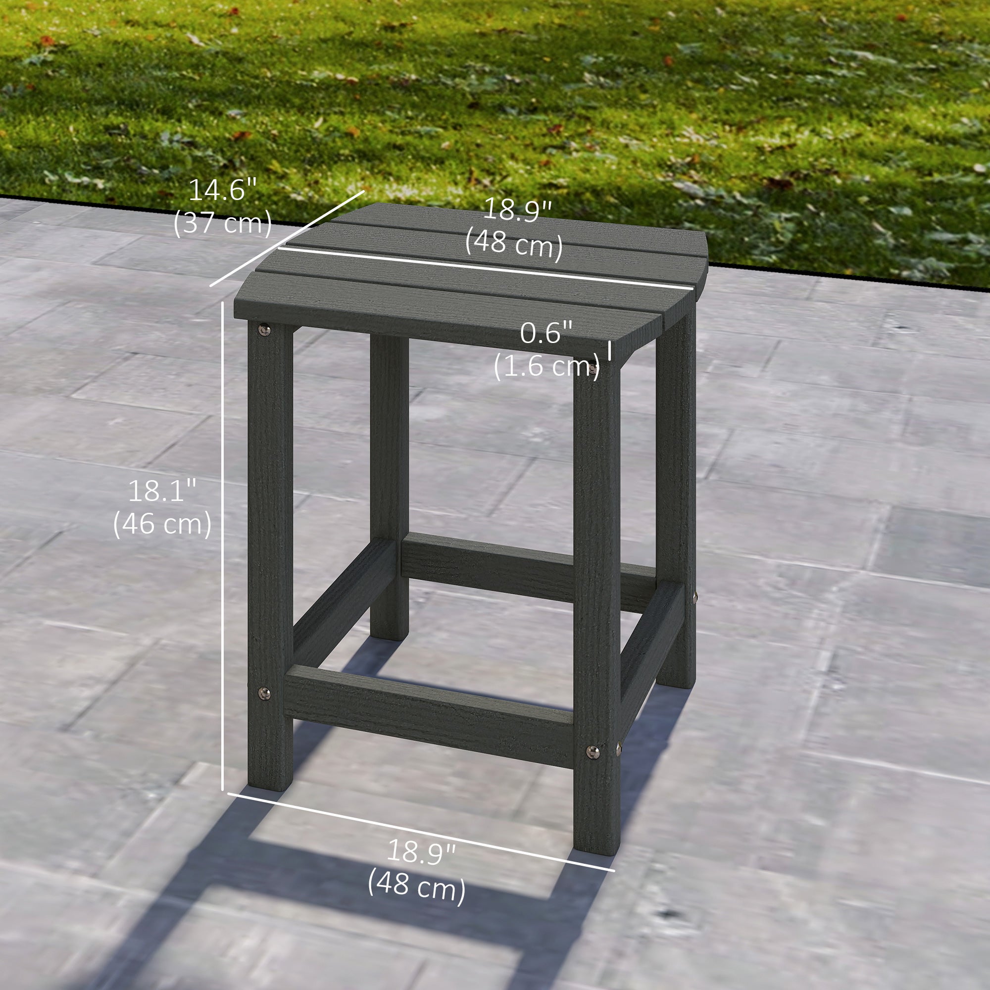 Outdoor Side Table, Adirondack Patio End Table for Garden, Pool, Backyard, Lawn, Beach, Indoor and Outdoor, Grey