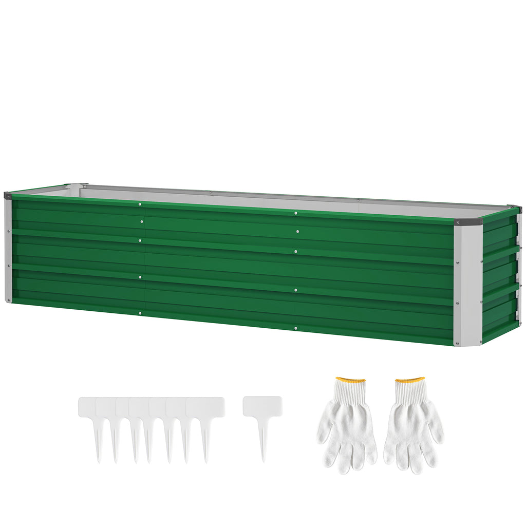 6' x 1.5' x 1.3' Galvanized Raised Garden Bed, Elevated Large Metal Planter Box w/ Install Gloves for Backyard, Patio to Grow Vegetables, Herbs, and Flowers, Green