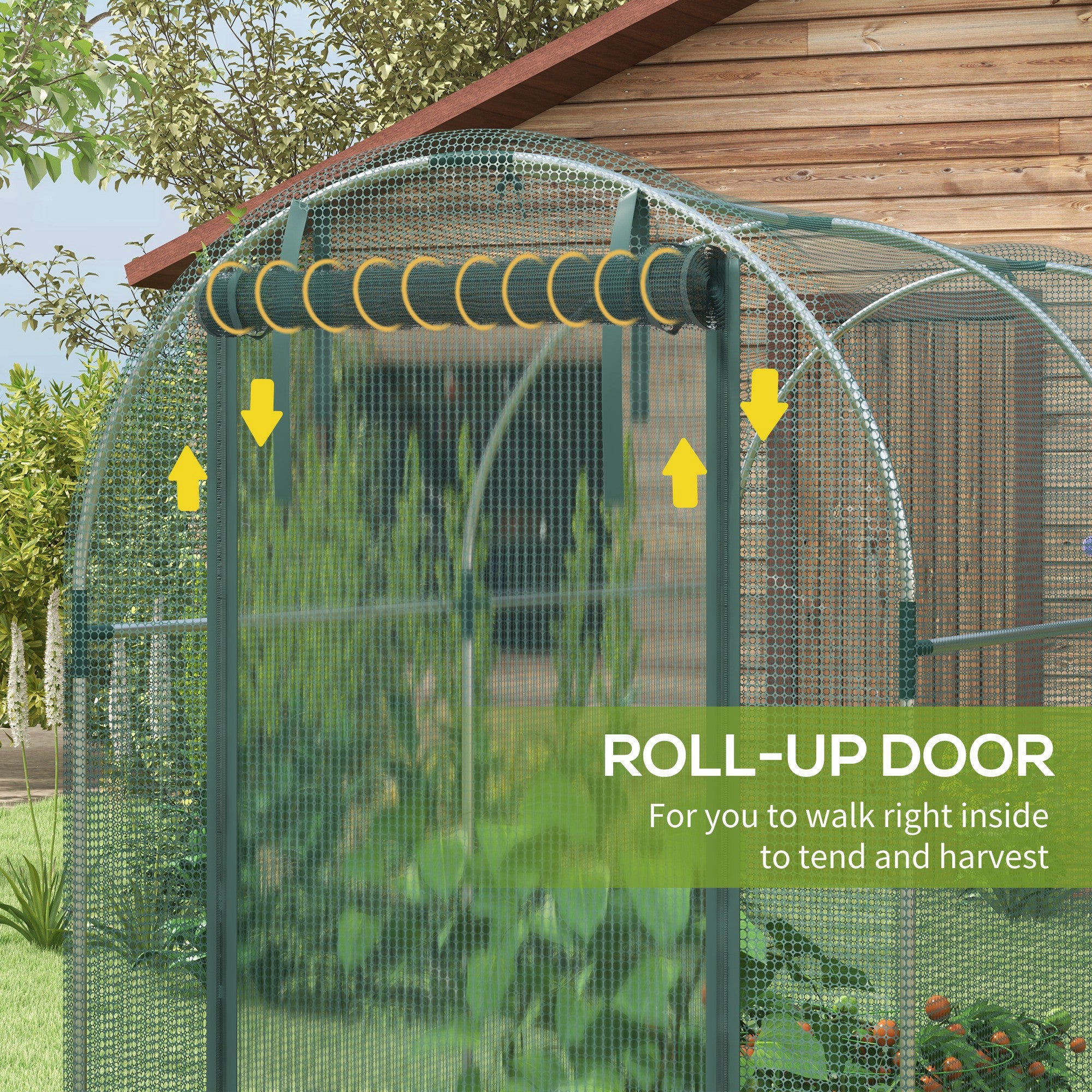 Galvanized Steel Crop Cage, Plant Protection Tent with Zippered Door, 4' x 8', Green