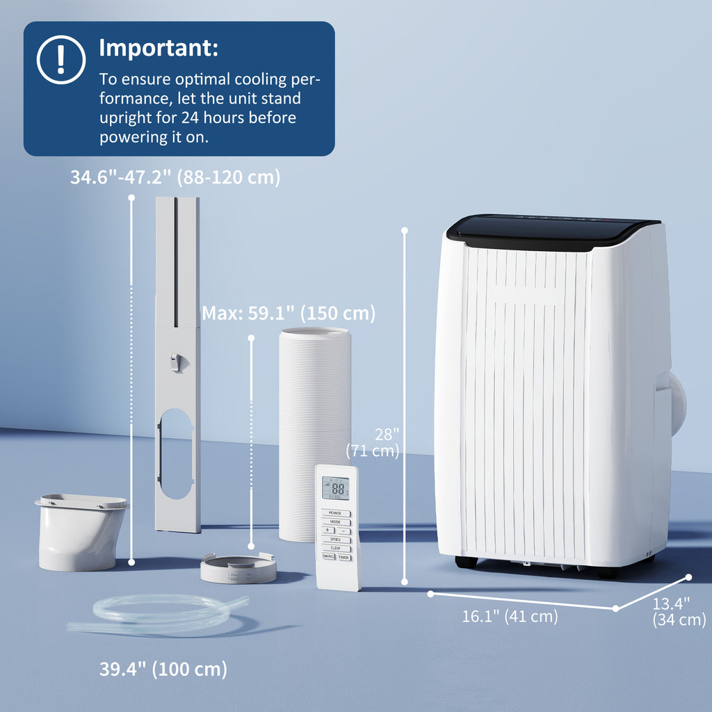 14000 BTU 5-in-1 Portable Air Conditioner with Cool, Heat, Dehumidifier, Fan, Sleep, WiFi Voice Control, White
