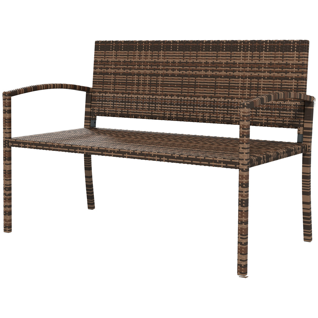 Rattan Wicker Loveseat Garden Furniture Leisure Chair with Armrests Brown