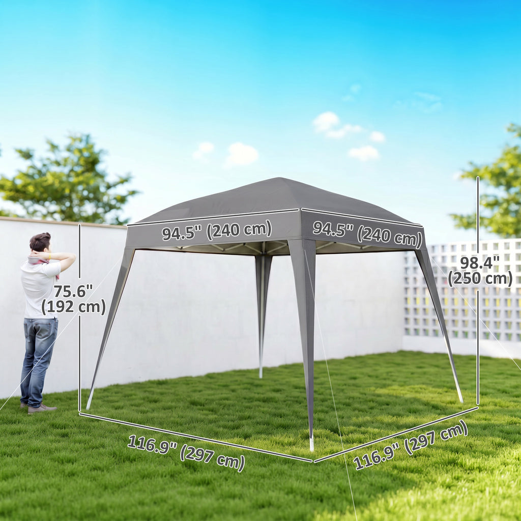 8' x 8' Pop Up Canopy, Outdoor Folding Tent, Portable Party Tent with Carrying Bag for Camping, Party, Picnic, Grey